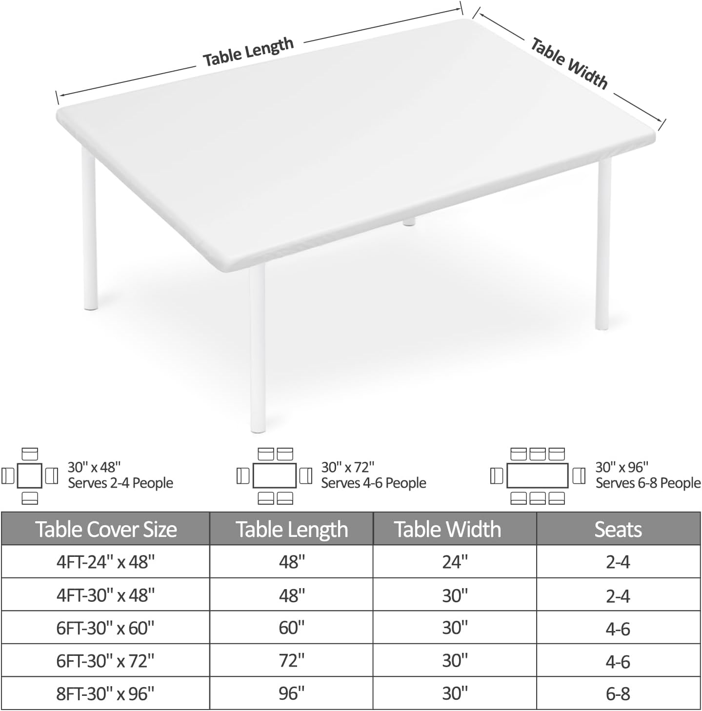 Skiennix Rectangle Tablecloth - Wipeable & Waterproof Fitted Design for 6-Foot Tables | 30"x48", Leaves
