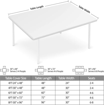 Skiennix Rectangle Tablecloth - Wipeable & Waterproof Fitted Design for 6-Foot Tables | 30"x48", Leaves