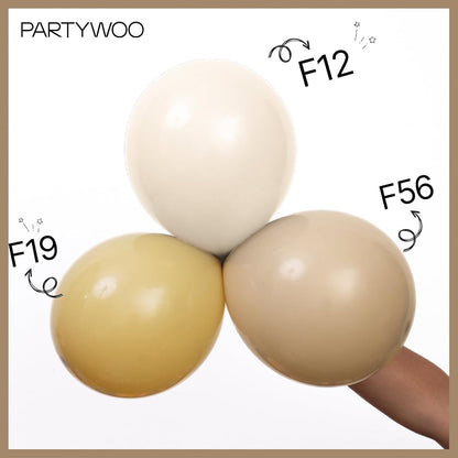 PartyWoo Tan Balloons - 100 Pcs Light Brown Neutral Boho Arch Kit | 5-18 Inch Sizes for Weddings & Parties