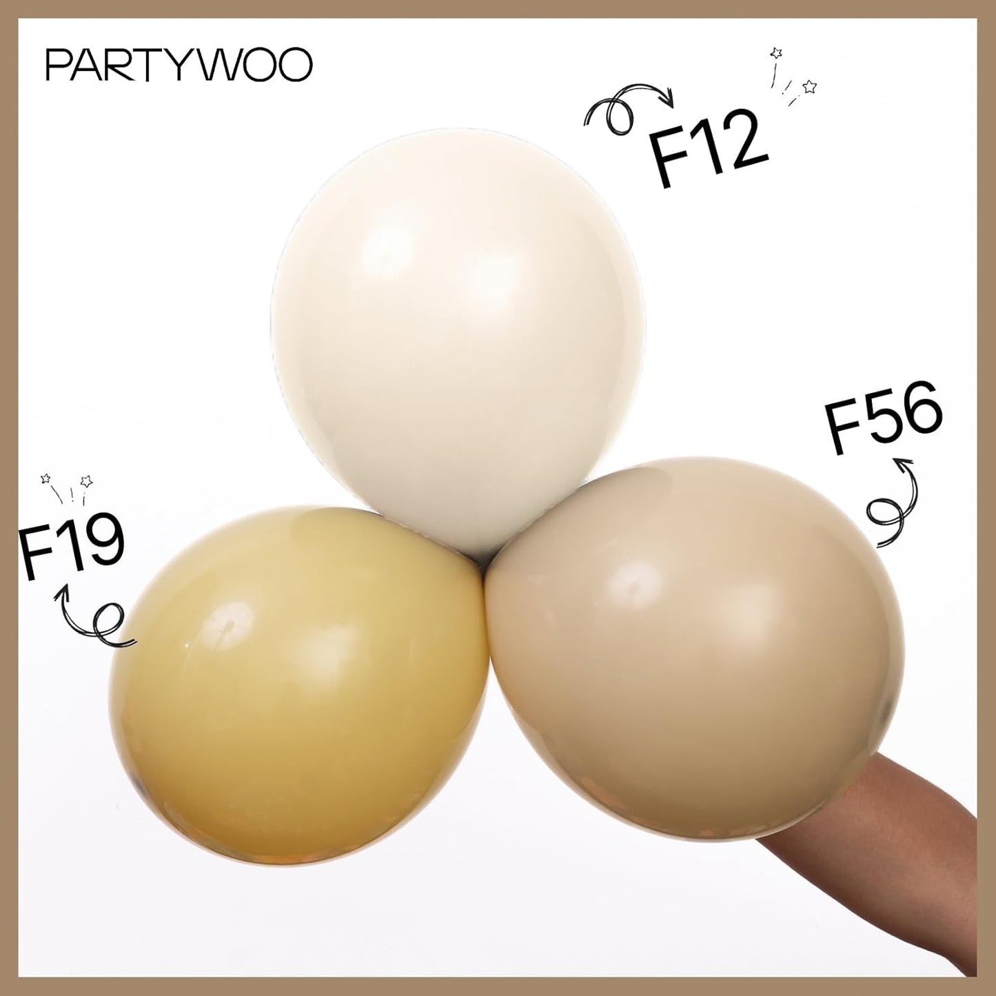 PartyWoo Tan Balloons - 140-Piece Light Brown Neutral Boho Balloon Arch Kit for Weddings & Parties