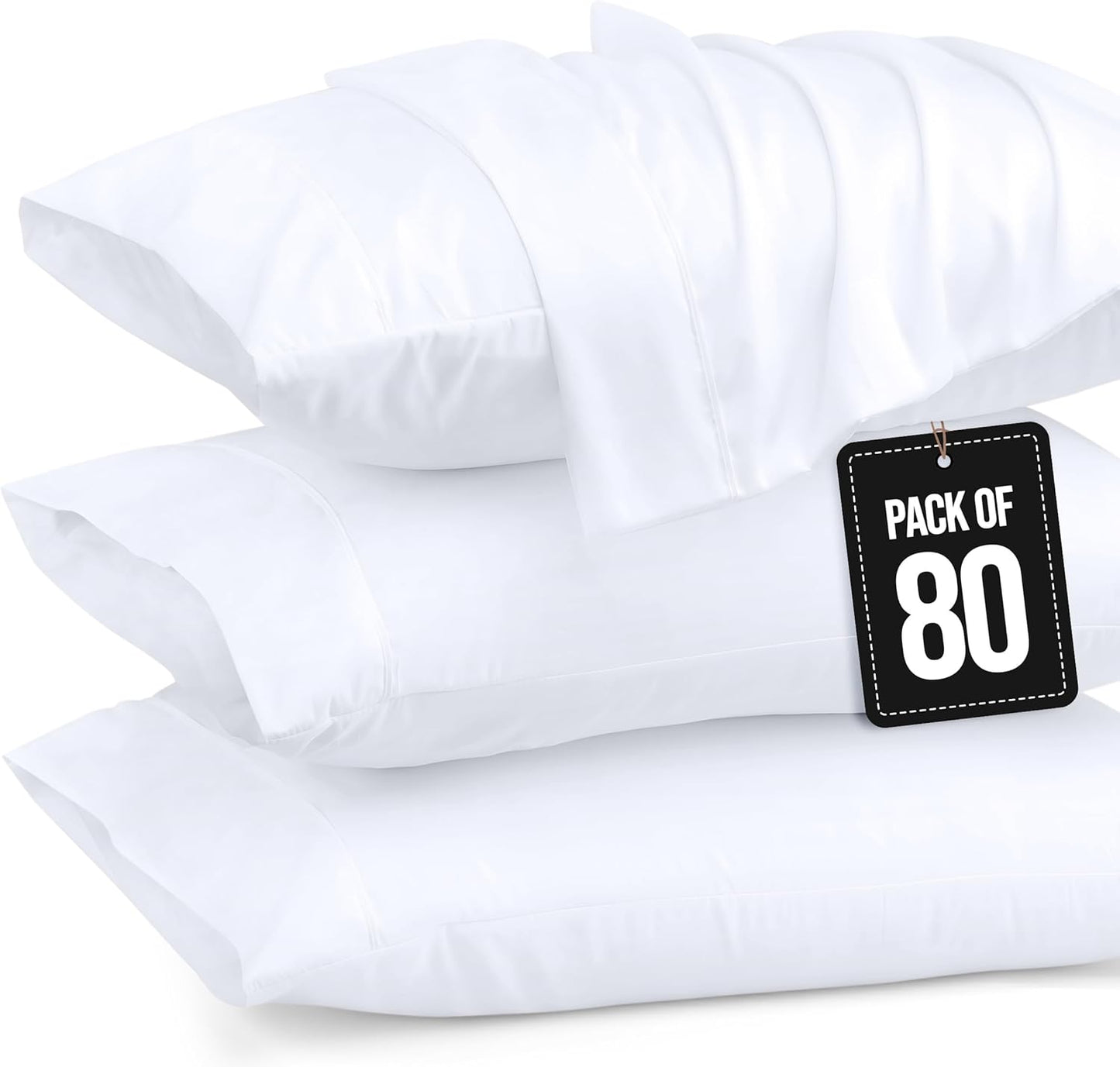 Utopia Bedding Standard Pillow Cases - 80 Pack | Soft Brushed Microfiber - 20 X 26 Inches (White)