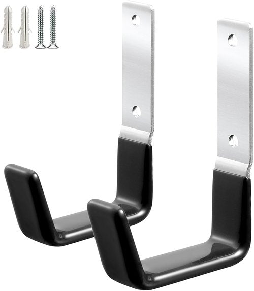 GeeWatom Heavy Duty Steel Garage Hooks - Anti-Slip Tool Organizer | Wall Mount Hanger (Small - 2PC)