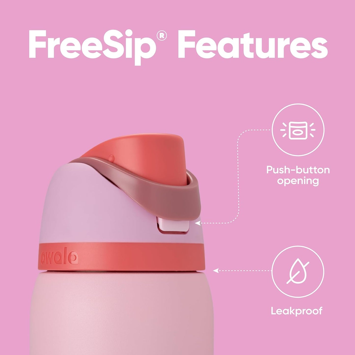 Owala FreeSip Insulated Stainless Steel Water Bottle - BPA-Free, 32 oz, Pink, Ideal for Sports & Travel