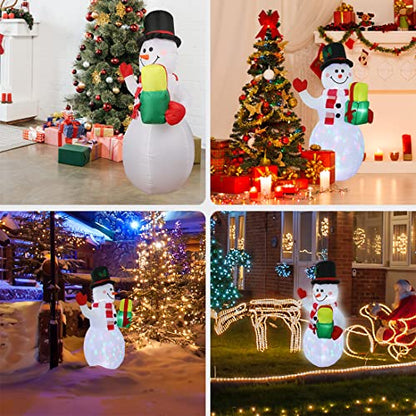 Inflatable Christmas Snowman with Rotating LED Lights - Outdoor Yard Decor