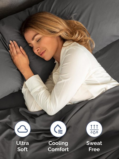 Extra Deep Twin Sheet Set - 4 Piece Breathable and Cooling Sheets - Hotel Luxury Bedding for Women, Men, Kids & Teens - Easy & Secure Fit - Soft, Wrinkle Free and Comfy - Extra Deep Pockets - Charcoal