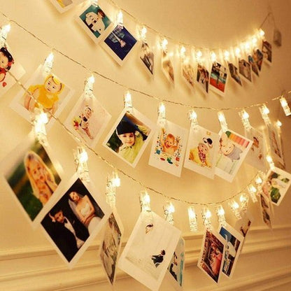 Dopheuor LED Photo Clip String Lights - Warm White Fairy Lights with Clips for Bedroom & Party Décor