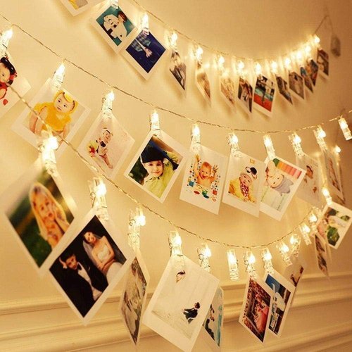 Dopheuor LED Photo Clip String Lights - Warm White Fairy Lights with Clips for Bedroom & Party Décor
