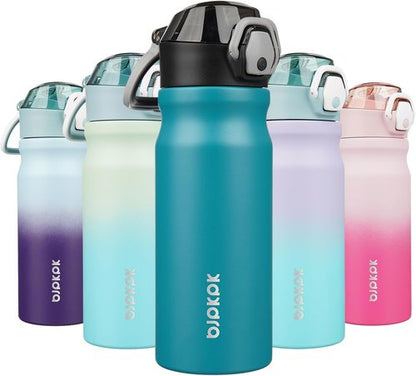 BJPKPK 18oz Insulated Water Bottle - Stainless Steel, BPA-Free, Leak-Proof with Straw | Laguna Color