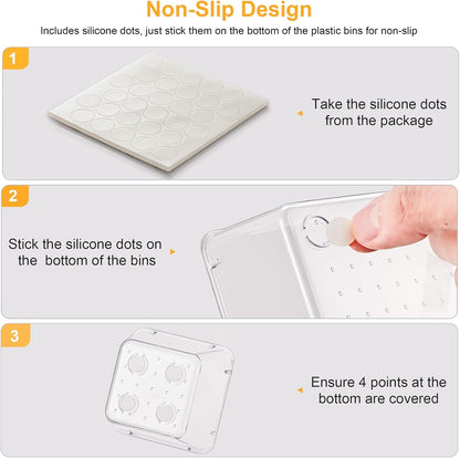 SMARTAKE 13-Piece Drawer Organizers - Non-Slip Silicone Pads for Makeup, Jewelry & Utensils | Clear Storage Trays