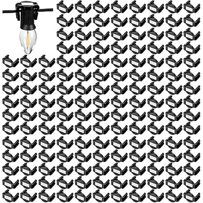 200 Pieces Magnetic Christmas Light Clips for C9 Bulbs - Black Square