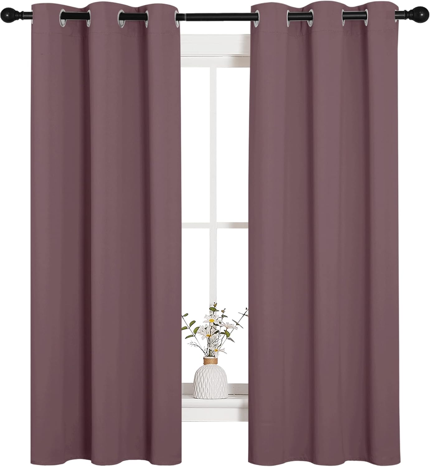 NICETOWN Blackout Curtain Panels - Thermal Insulated Draperies, 34x63 Inches, Dry Rose - 1 Pair