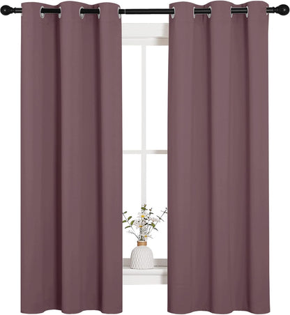 NICETOWN Blackout Curtain Panels - Thermal Insulated Draperies, 34x63 Inches, Dry Rose - 1 Pair