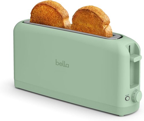 Bella 2 Slice Slim Toaster - 6 Setting Shade Control, Fits Sourdough, Anti-Jam & Auto Shutoff, Seaglass