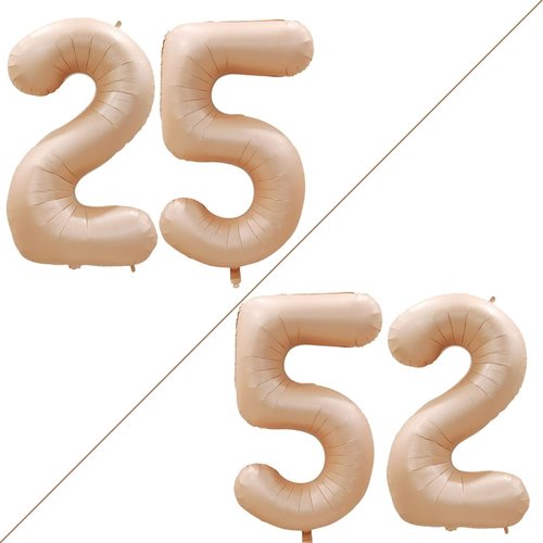 GOER Jumbo 42 Inch Number 25 Balloons - Caramel Foil Helium Decorations for 25th Birthday Party