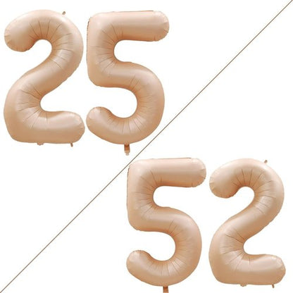 GOER Jumbo 42 Inch Number 25 Balloons - Caramel Foil Helium Decorations for 25th Birthday Party