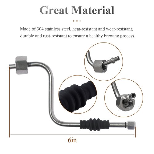 Stainless Steel Steam Wand Upgrade with One Hole Tip Nuzzle, Heat Insulating Rubber Sleeve, Coffee Steam Pipe, Fit for Rancilio Silvia V1/V2, Gaggia Classic, Delonghi Stilosa Espresso Machine