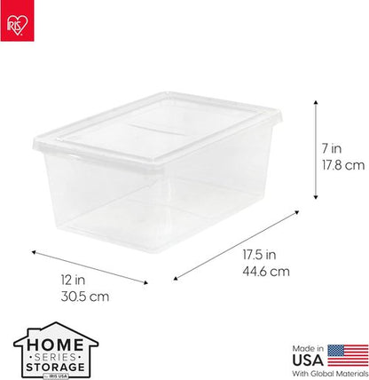 IRIS USA Storage Bins - 12-Pack Clear Stackable Containers for Shoes | 17 Quart BPA-Free Plastic