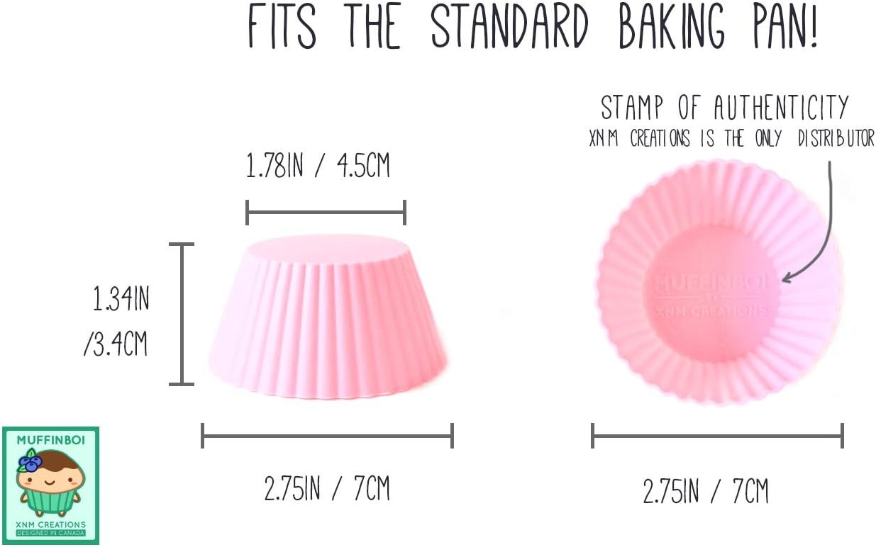 XNM Creations Silicone Cupcake & Muffin Liner Molds - Premium Grade Baking Cups, Pastel, Pack of 24