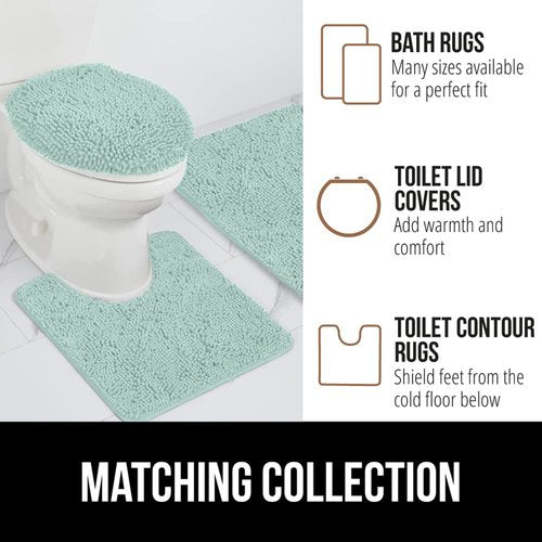 GORILLA GRIP Bath Rug Mat 70x24, Soft Absorbent Chenille, Quick Dry Microfiber Mats, Rubber Backing Washable Shower Floor Rugs, Bathmat Runner, US Designed Bathroom Home Decor Accessories Seablue