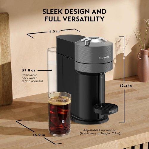 Nespresso Vertuo Next Coffee and Espresso Maker, Machine Only, 1260 watts, Dark Gray