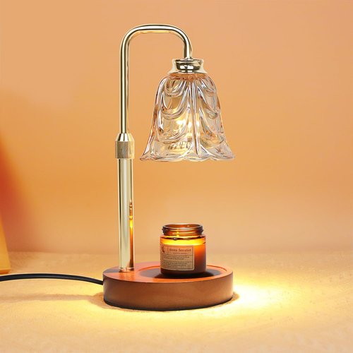 Droyek Candle Warmer Lamp - Adjustable Height & Dimmable Electric Wax Warmer with Timer | 2 Bulbs Included