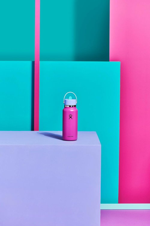 Hydro Flask Water Bottle - Insulated Stainless Steel - 32 Oz Wide Mouth with Flex Straw Lid | Holiday Punch Color