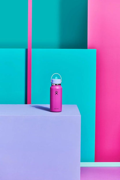 Hydro Flask Water Bottle - Insulated Stainless Steel - 32 Oz Wide Mouth with Flex Straw Lid | Holiday Punch Color
