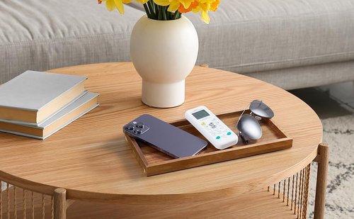 ALELION 11.7" Acacia Wood Bathroom Vanity Tray - Decorative Counter Organizer for Makeup, Perfume & Jewelry