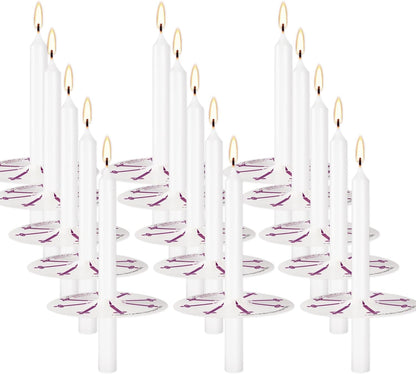 Skiennix 200 White Taper Candles - Smokeless & Unscented with Drip Protectors | 4.7'' H x 0.47'' D for Prayers & Memorials