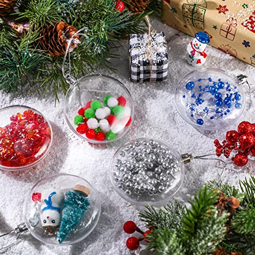 12 Pack Clear Fillable Christmas Ornaments for Crafts, 3.15 Inch Holiday Decor