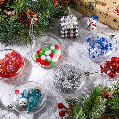 12 Pack Clear Fillable Christmas Ornaments for Crafts, 3.15 Inch Holiday Decor