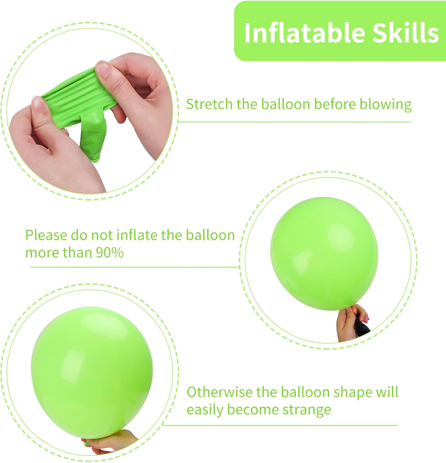RUBFAC Lime Green Balloons - 129-Piece Neon Latex Balloon Garland Kit for Birthday & Baby Shower Decor