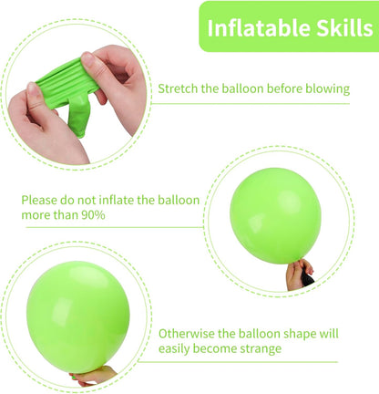 RUBFAC Lime Green Balloons - 129-Piece Neon Latex Balloon Garland Kit for Birthday & Baby Shower Decor