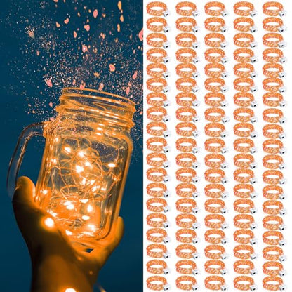 Battery-Operated Fairy Lights 100 Pack, 7ft Copper Wire LED String Lights with 3 Modes - Orange