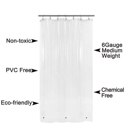 Barossa Design Shower Curtain or Liner with 3 Magnets for Shower Stall Size 42 inch Wide, PEVA, Waterproof, PVC Free, Metal Grommets, Clear, 42x72