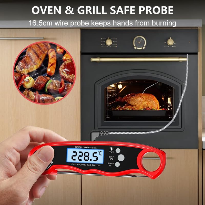 Skiennix Digital Meat Thermometer - Instant Read Dual Probe with Backlight LCD Display | Perfect BBQ Kitchen Accessory
