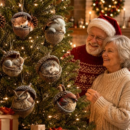 3D Forest Animal Acorn Ornament - Woodland Squirrel Tree Decor (B)