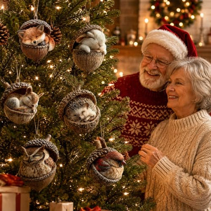 3D Forest Animal Acorn Ornament - Woodland Squirrel Tree Decor (B)