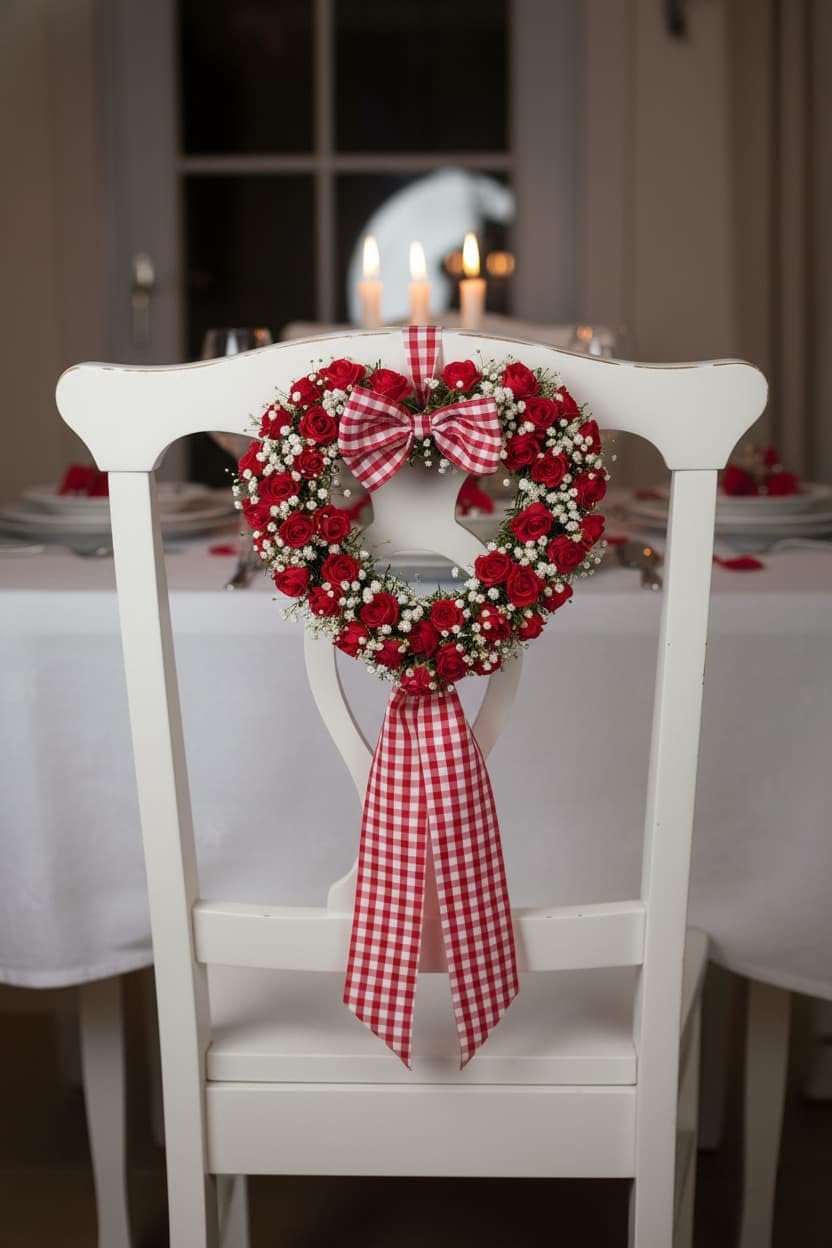 Red White Plaid Wreath - Sash Front Door Decoration for Christmas & Valentine’s Day | Farmhouse Home Decor