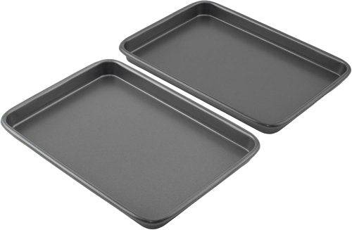 GoodCook Nonstick Steel Toaster Oven Baking Sheets - Set of 2, 9" x 6.2", Gray Finish