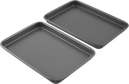 GoodCook Nonstick Steel Toaster Oven Baking Sheets - Set of 2, 9" x 6.2", Gray Finish