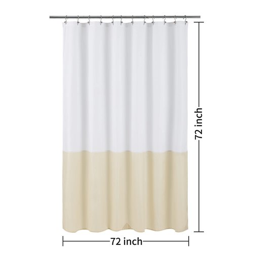 ALYVIA SPRING Waterproof Fabric Shower Curtain Liner - Soft & Light-Weight Cloth Shower Liner, 3 Bottom Magnets, Hotel Quality & Machine Washable - Standard Size 72x72, White and Cream