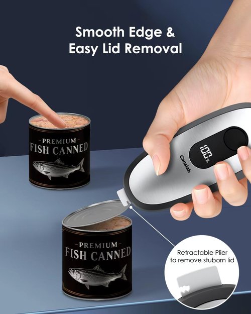 Canslab IRON Rechargeable Electric Can Opener - Wall-Mountable, Smart Auto Stop & LED Battery Indicator