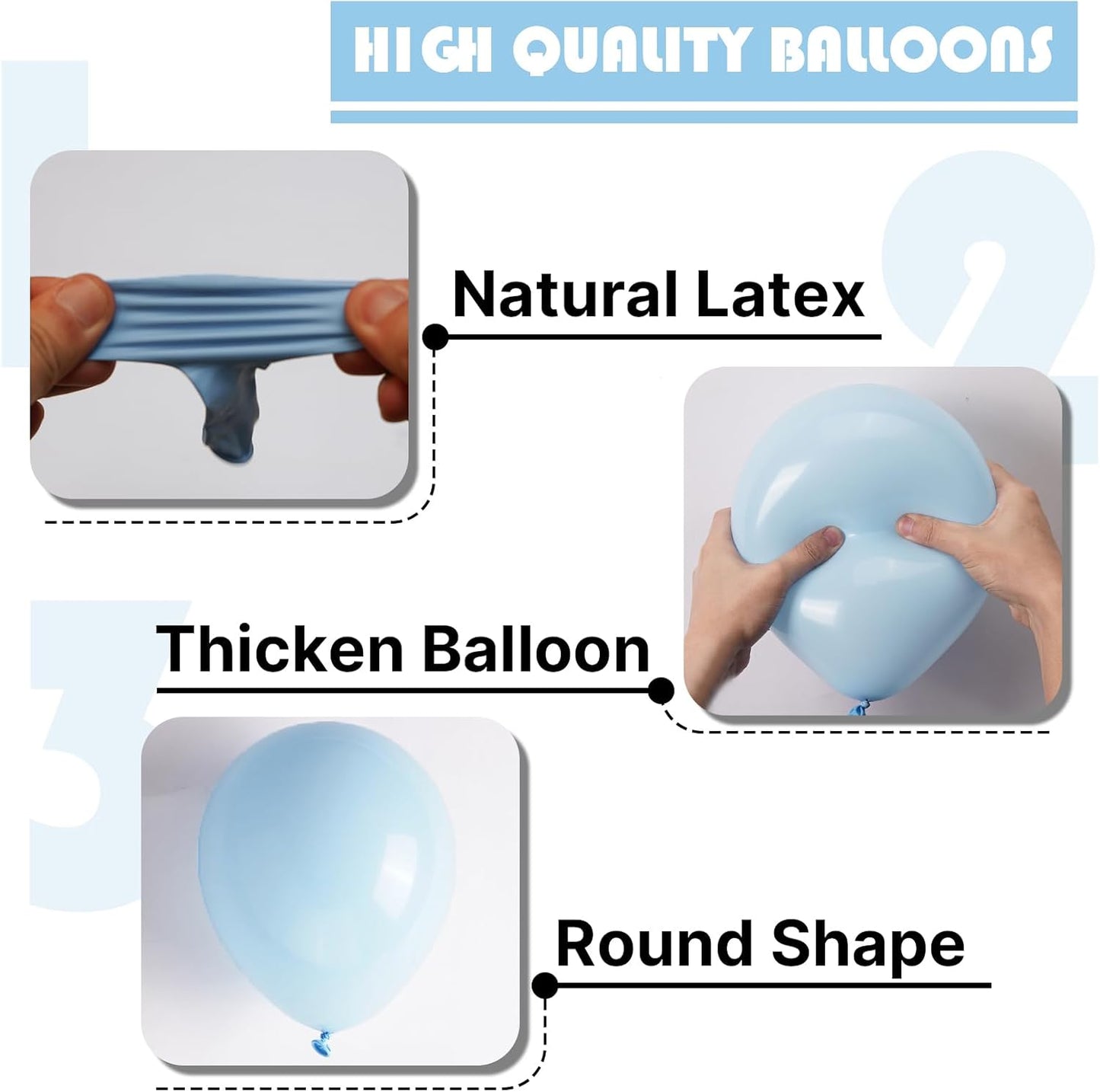 PartyWoo Baby Blue Balloons - 152-Piece Balloon Arch Kit for Graduation & Baby Showers | Various Sizes 5-18 Inch