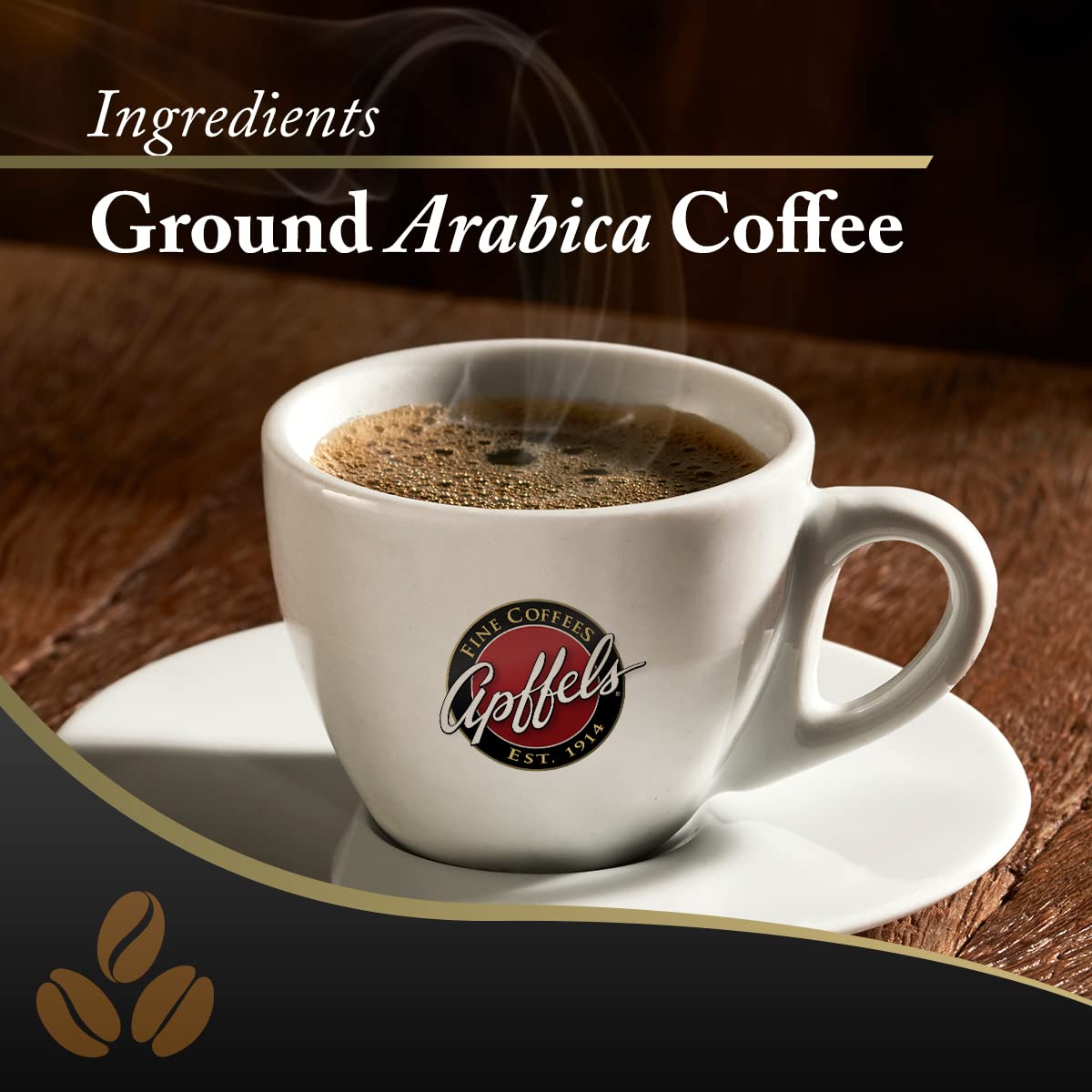 Apffels Gourmet Blend - Ground - Medium Roast - 100% Arabica Coffee - Non-GMO - 12 oz bag