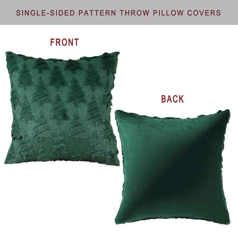 All Smiles Dark Green Christmas Tree Pillow Covers 20x20 Set of 2 - 20" Cushion Covers