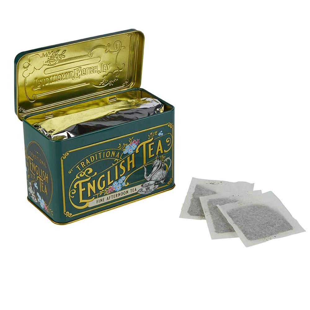 Vintage Victorian Bottle Green Tea Tin with 40 English Afternoon Teabags