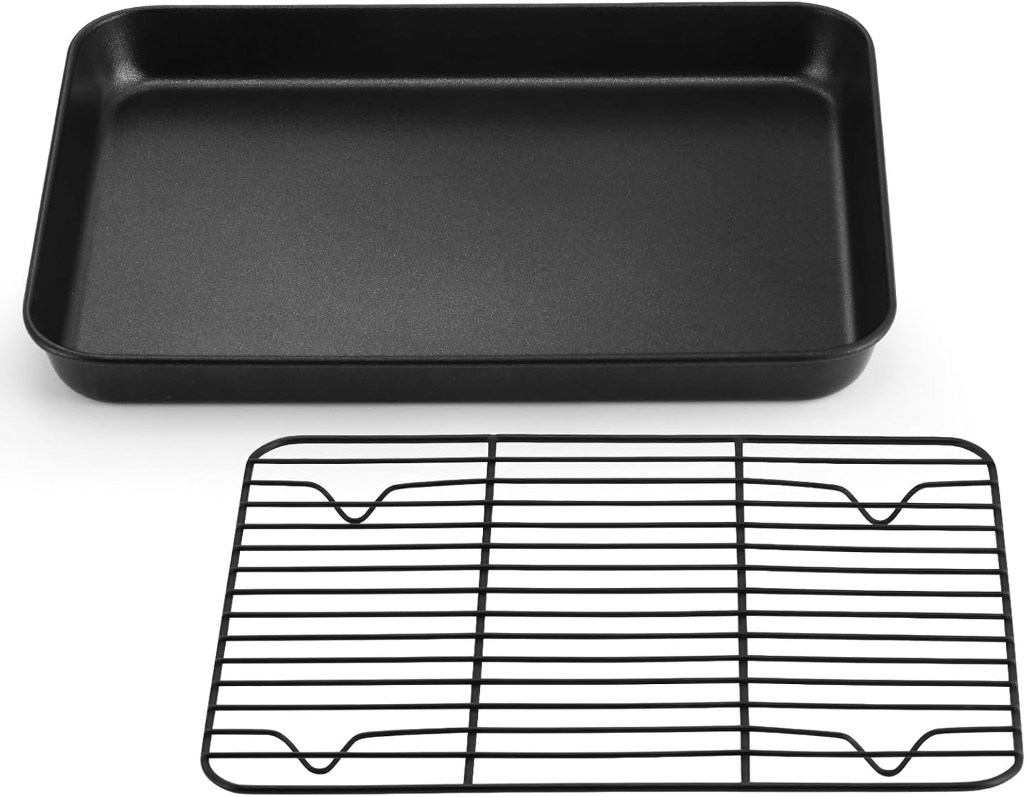 P&P CHEF Nonstick Baking Sheet Pan with Cooling Rack - Easy Clean, Black, 10.4 x 8 Inch