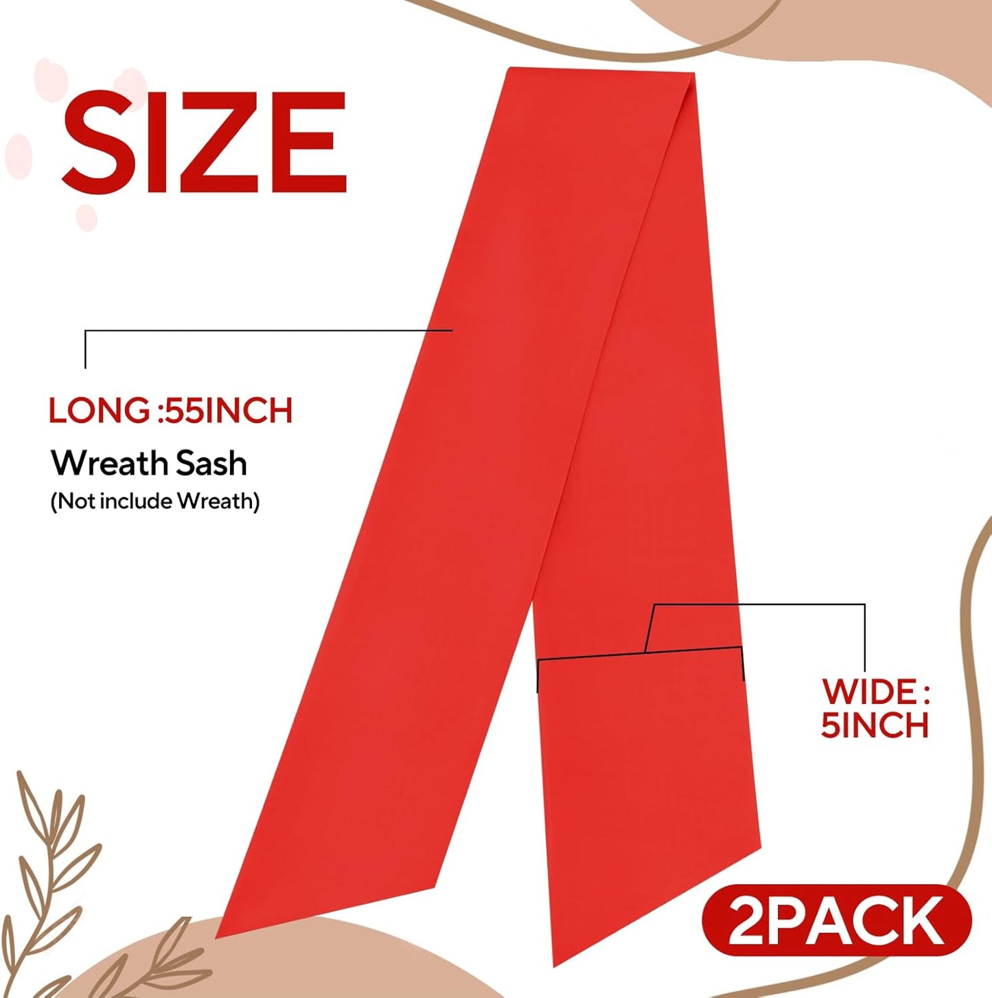 Regine Switzerland Red Wreath Sash - 2 Pcs Linen Ribbon Bow for Front Door & Porch Decor