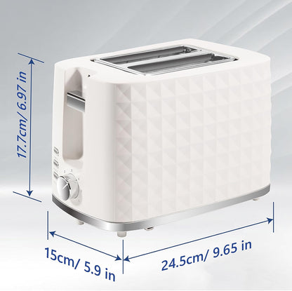 Skiennix 2-Slice Toaster - Wide Slot Bread Toaster with Cancel, Bagel & Defrost Functions | Beige